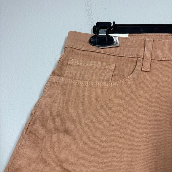 L'Agence 33 Audrey Mid Rise Cut Off Shorts Dark Camel Brown Cotton Blend Pockets - Picture 3 of 7